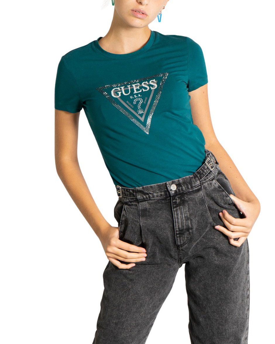t-shirt donna GUESS verde GC543 - ZOOODE.COM